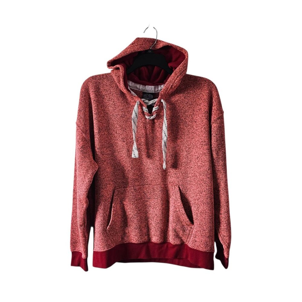 Salt Creek Red Pink Knit Pullover Hoodie Sweatshirt Women's XL